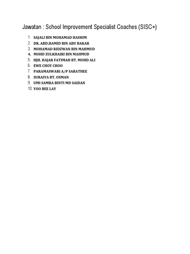 Senarai SISC | PDF | Self-Improvement | Wellness