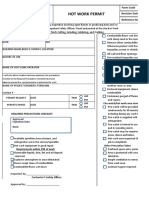 Hot Work Permit: Work On Walls or Ceilings/enclosed Equipment