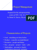 Notes on project management characteristics, process, constraints