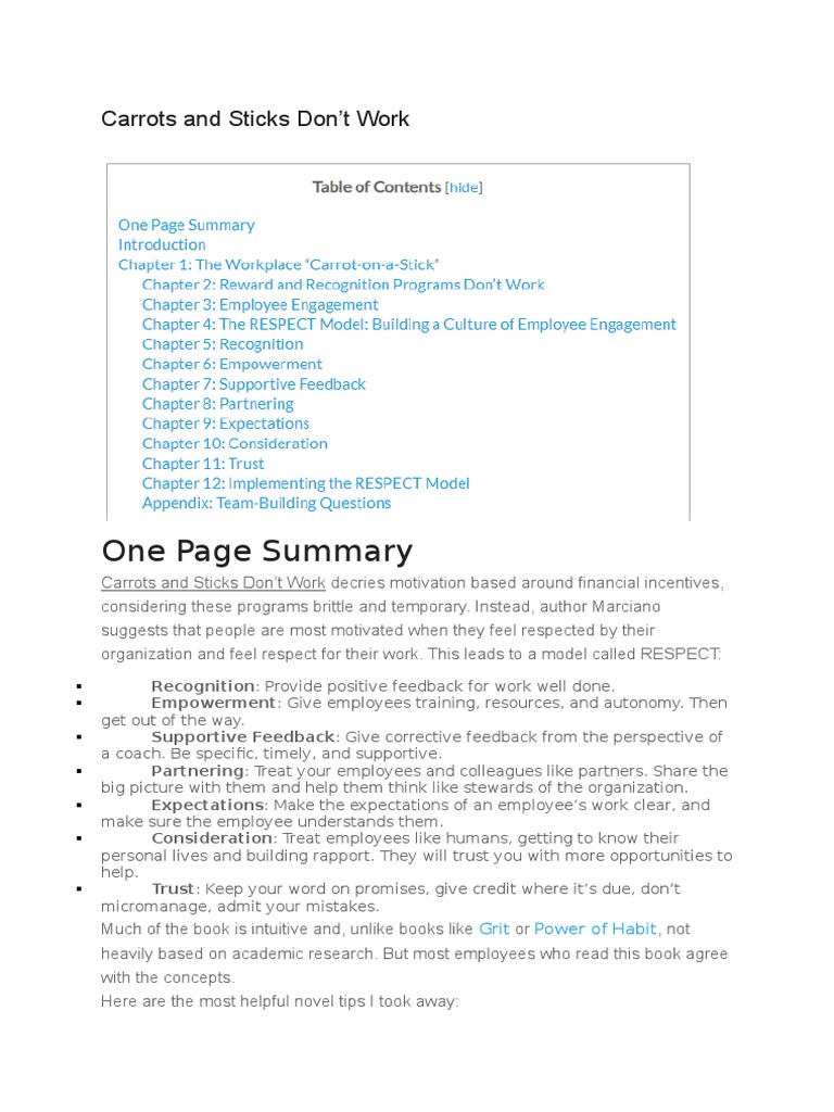 Carrots and Sticks Don't Work PDF Reinforcement Motivation