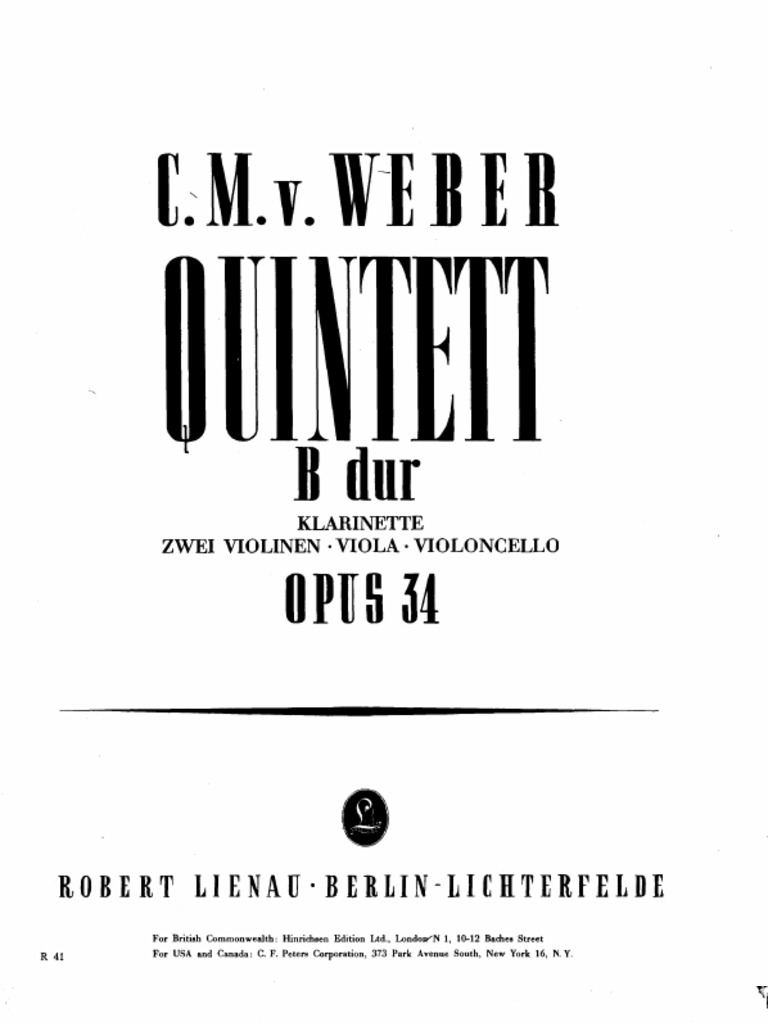 er Carl Maria Von Quintet Op34 PDF PDF