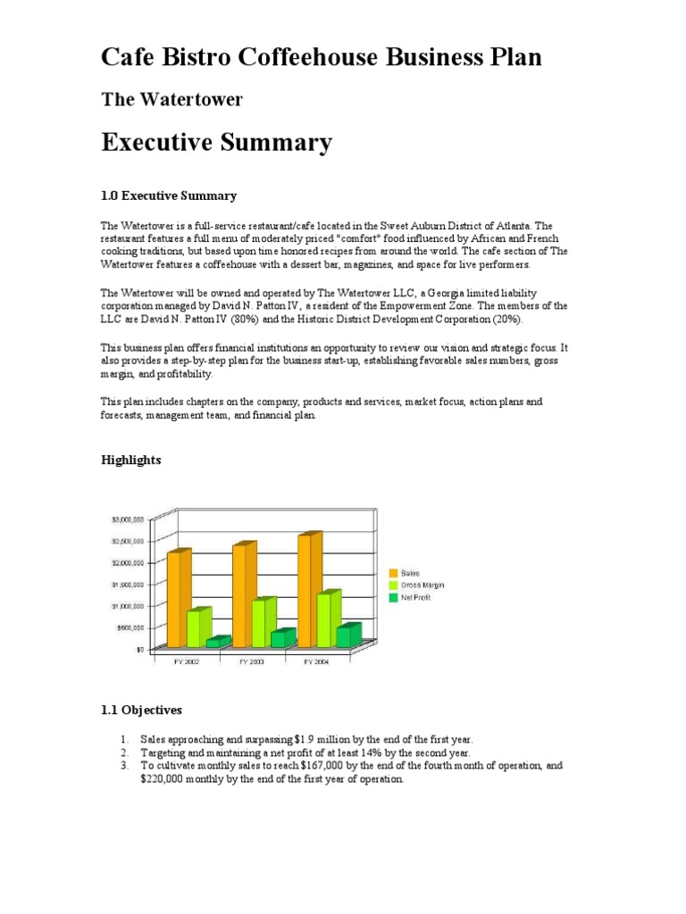 Cafe Bistro Business Plan Overview | PDF | Atlanta | Coffeehouse