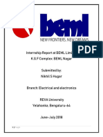 Internship Report at BEML Limited ME