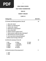 Ideal Public School Half Yearly Examination 2018-19 Subject-English Class - Iii Timing: 3hrs M.M: 80