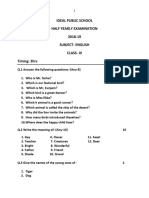 Ideal Public School Half Yearly Examination 2018-19 Subject-English Class - Iii Timing: 3hrs M.M: 80