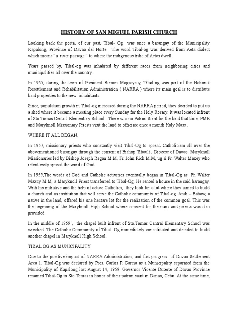 History of San Miguel Parish Church | PDF | Parish | Priest