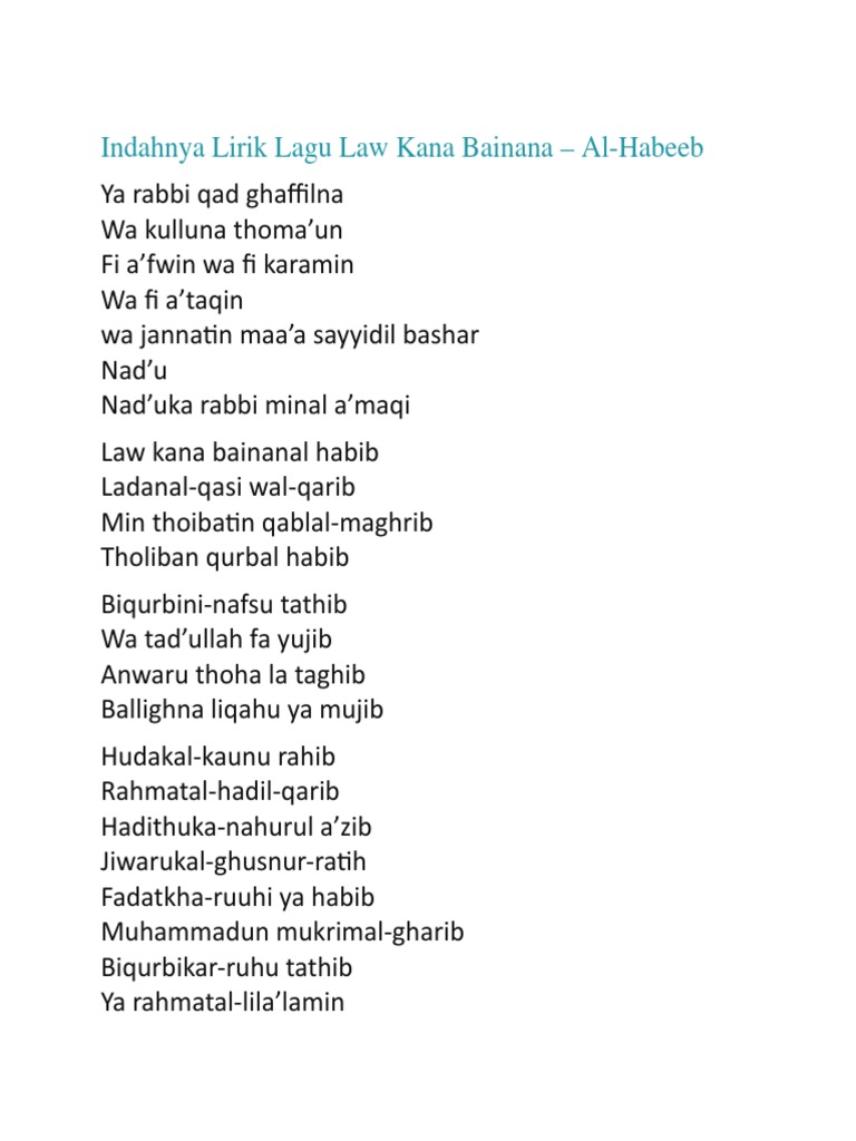 Lirik Lagu Laikana Bainana