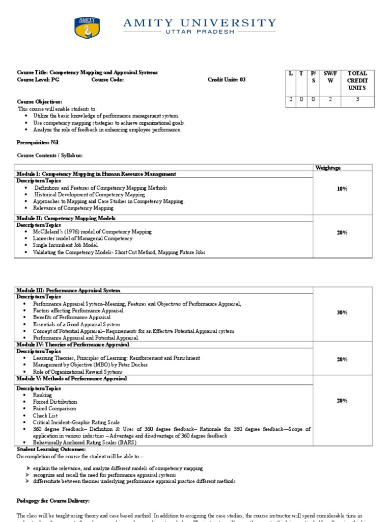 Competency Mapping Syllabus | PDF | Performance Appraisal | Performance ...