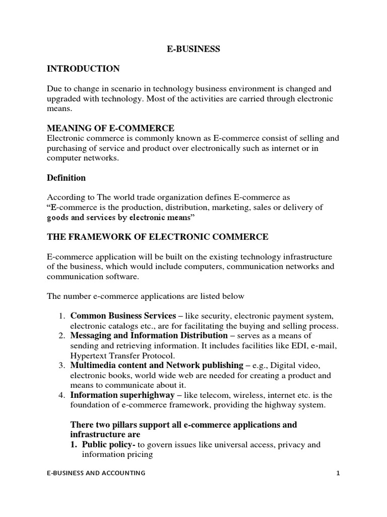E-Business: Definition and Significance | PDF | E Commerce | Peer To Peer