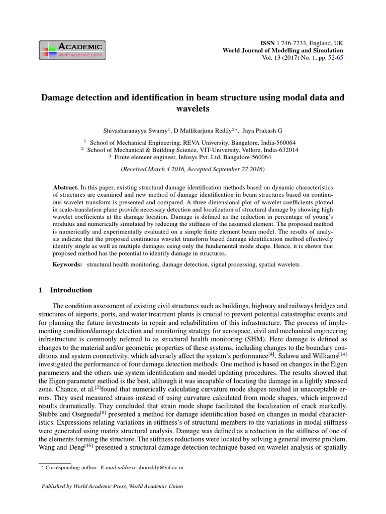 Wavelet-Based Damage Detection in Beams | PDF | Wavelet | Mathematical ...