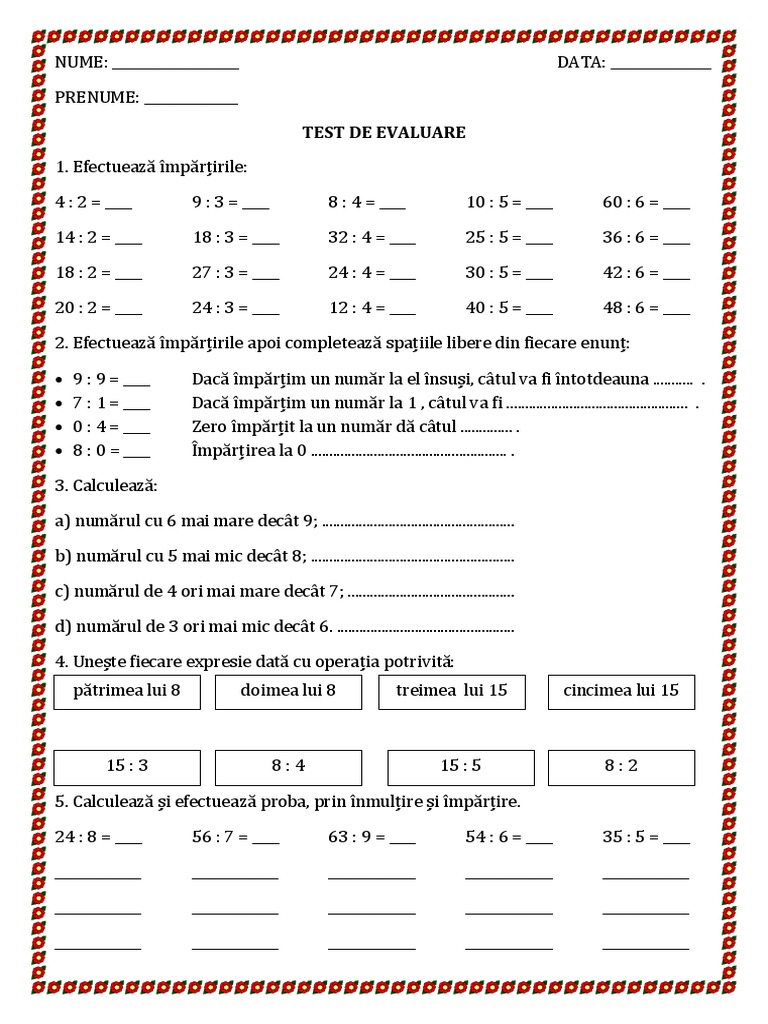 Test de Evaluare MEM Unitatea VII | PDF