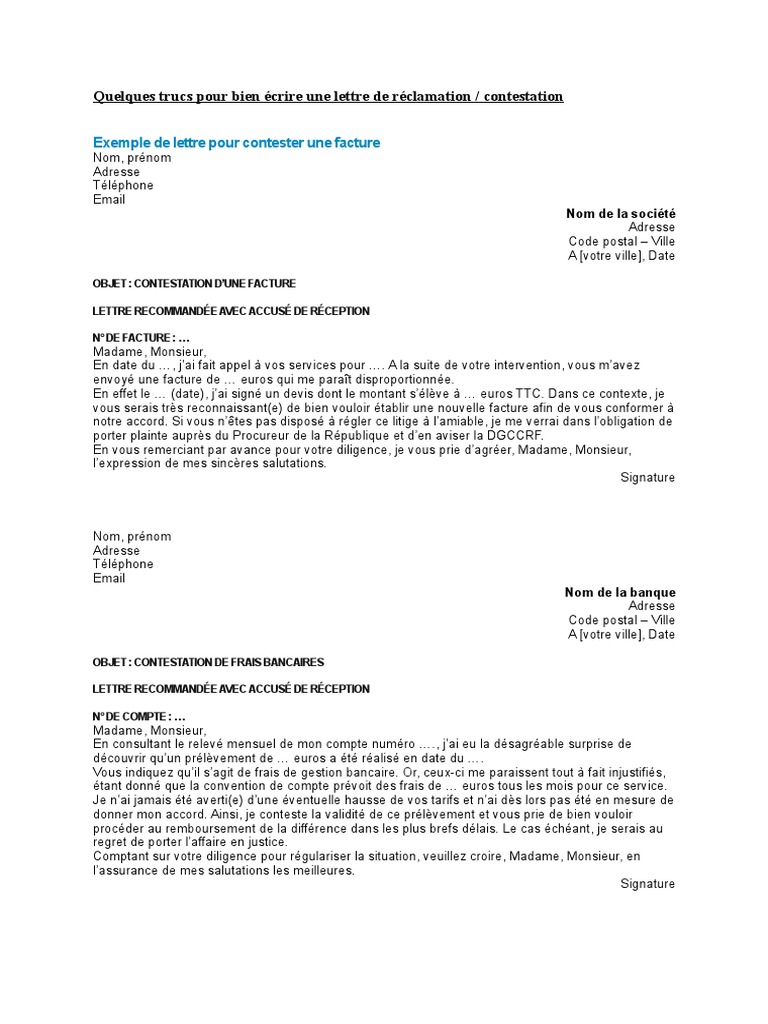 Modèles de lettres de contestation efficaces | PDF | Business