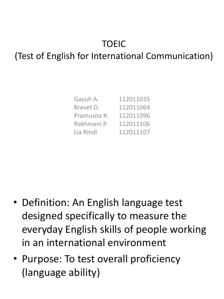 Overview of TOEIC Testing Formats | PDF | Career & Growth | Foreign ...