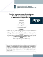 Planning Human Resources in Health Care: Towards An Economic Approach An International Comparative Review