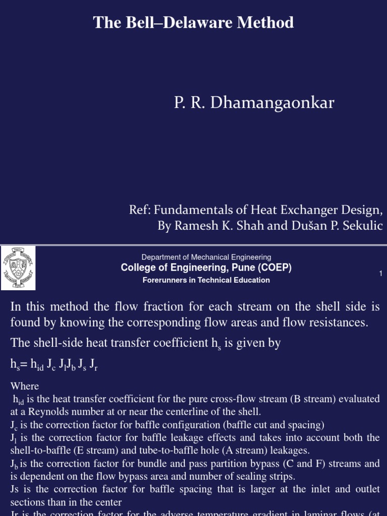 The BellDelaware Method Reynolds Number Heat Exchanger