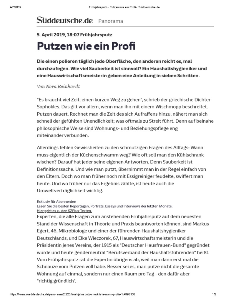 Fruhjahrsputz Putzen Wie Ein Profi