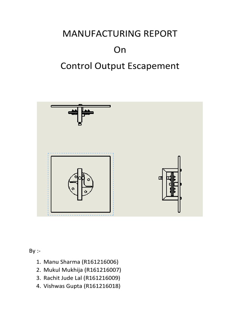 Control Output Escapement Manufacturing Report | PDF