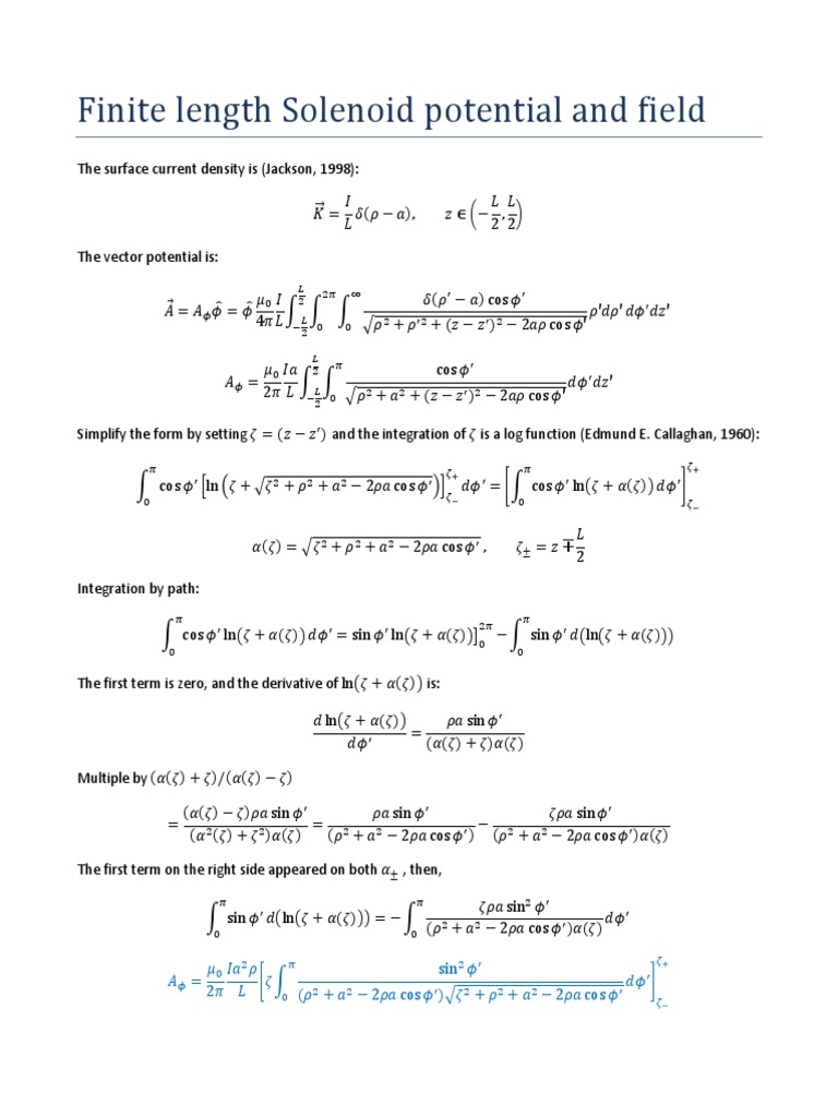 Magnetic Field of Finite Solenoid | PDF | Integral | Theoretical Physics