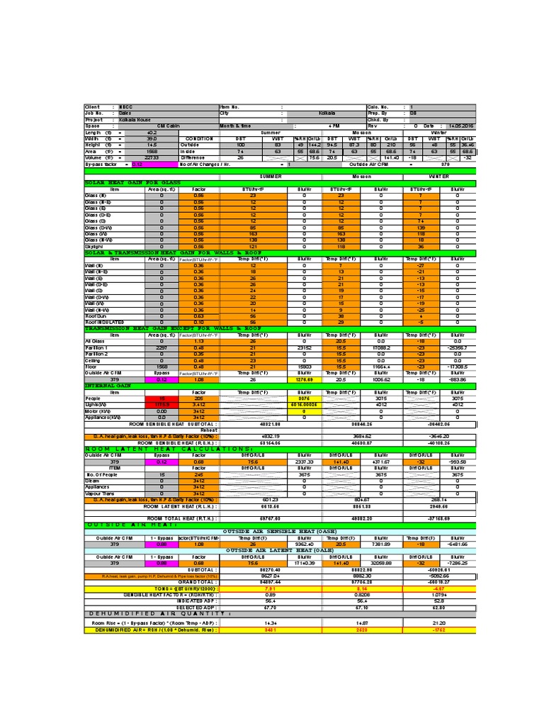 NBCC client Kolkata house air conditioning load calculation PDF