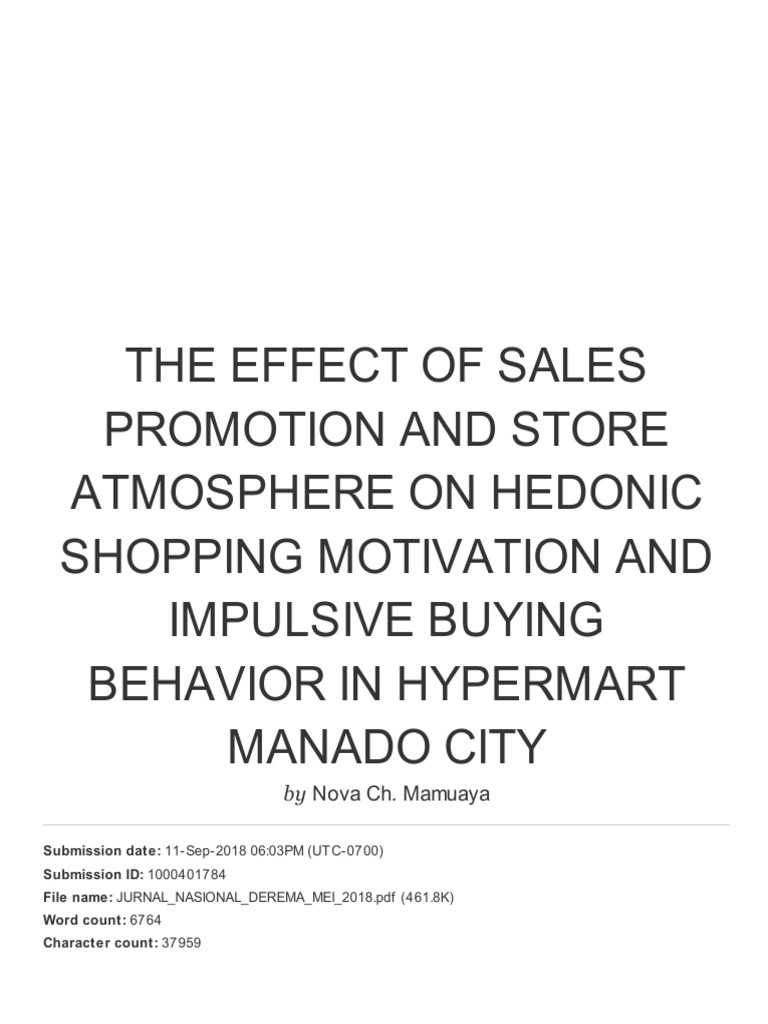 The Effect of Sales Promotion and Store Atmosphere On Hedonic Shopping ...