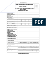 Application Form For Addmission Class 7 PDF