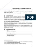 Investment Questionnaire - Appropriateness Test: A. General Information
