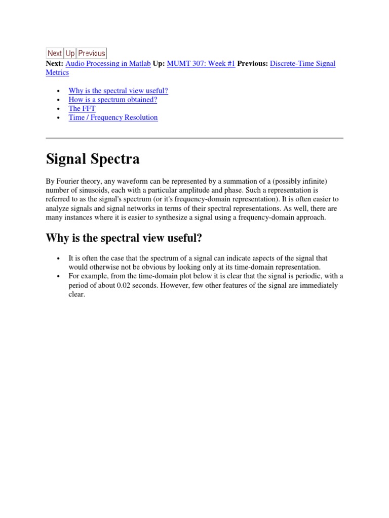 Signal Spectra Why Is The Spectral View Useful? PDF Spectral