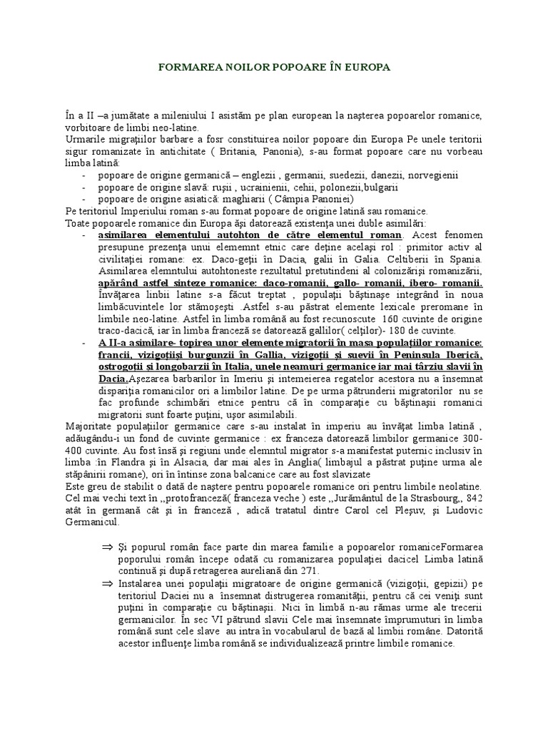 Formarea Noilor Popoare În Europa | PDF