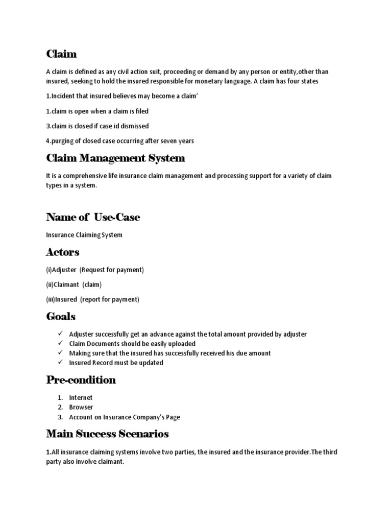 Use - Case Insurance Claiming | PDF