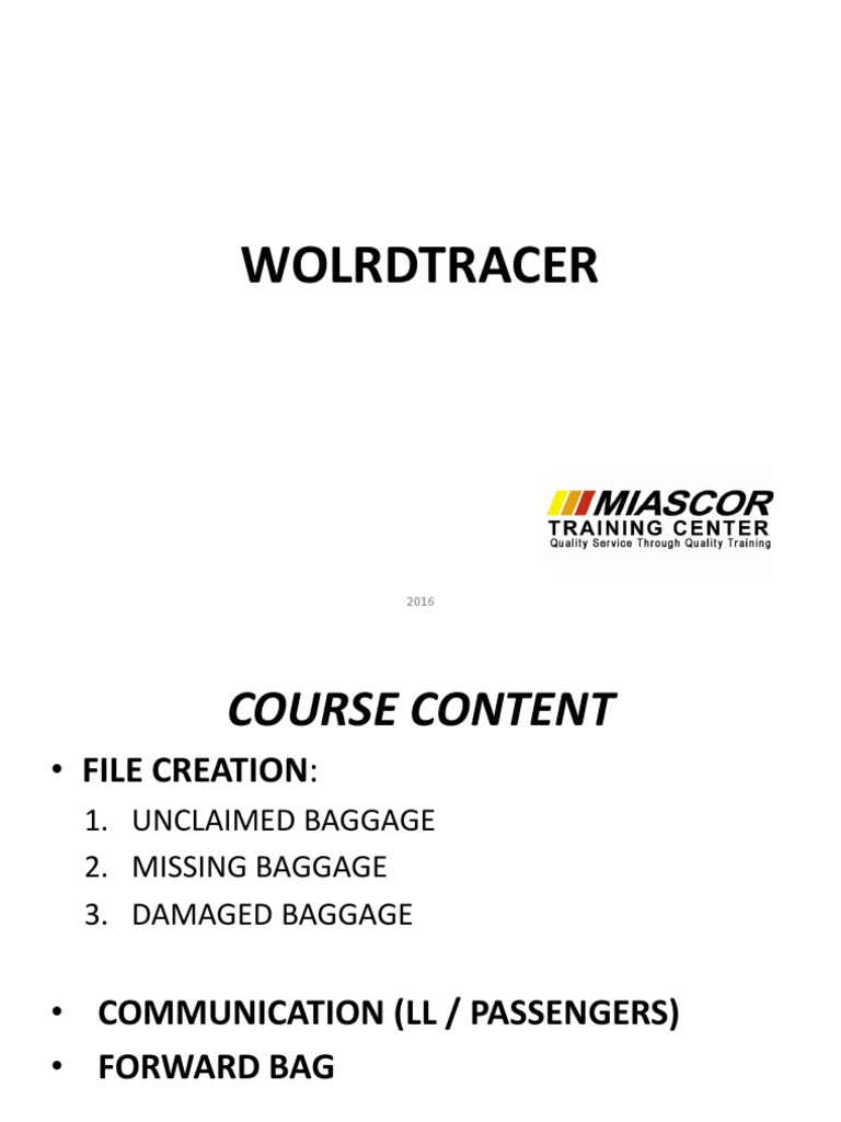 WorldTracer Management Training PDF Baggage Business