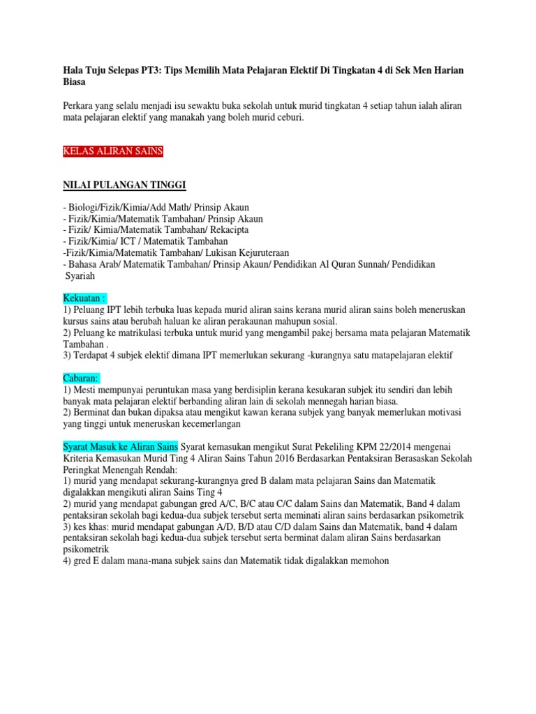 Hala Tuju Selepas Pt3 Pdf