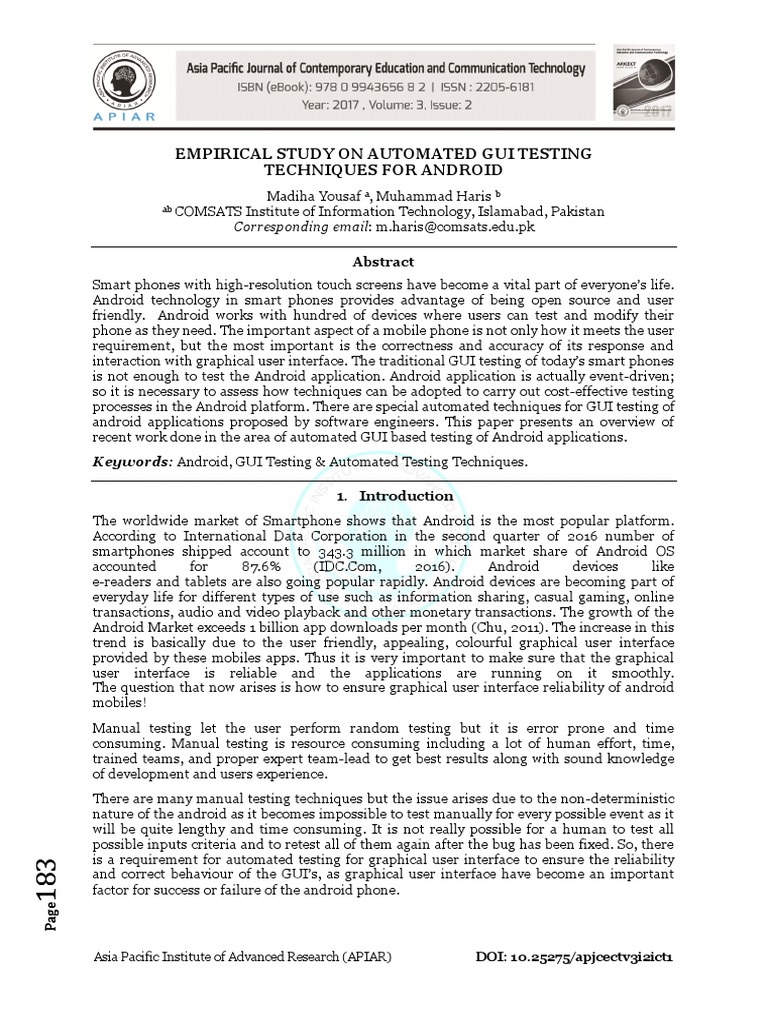 Empirical Study On Automated Gui Testing Techniques For Android | PDF ...