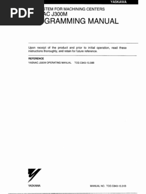 YASNAC J300M CNC Programming Guide | PDF | Cartesian Coordinate