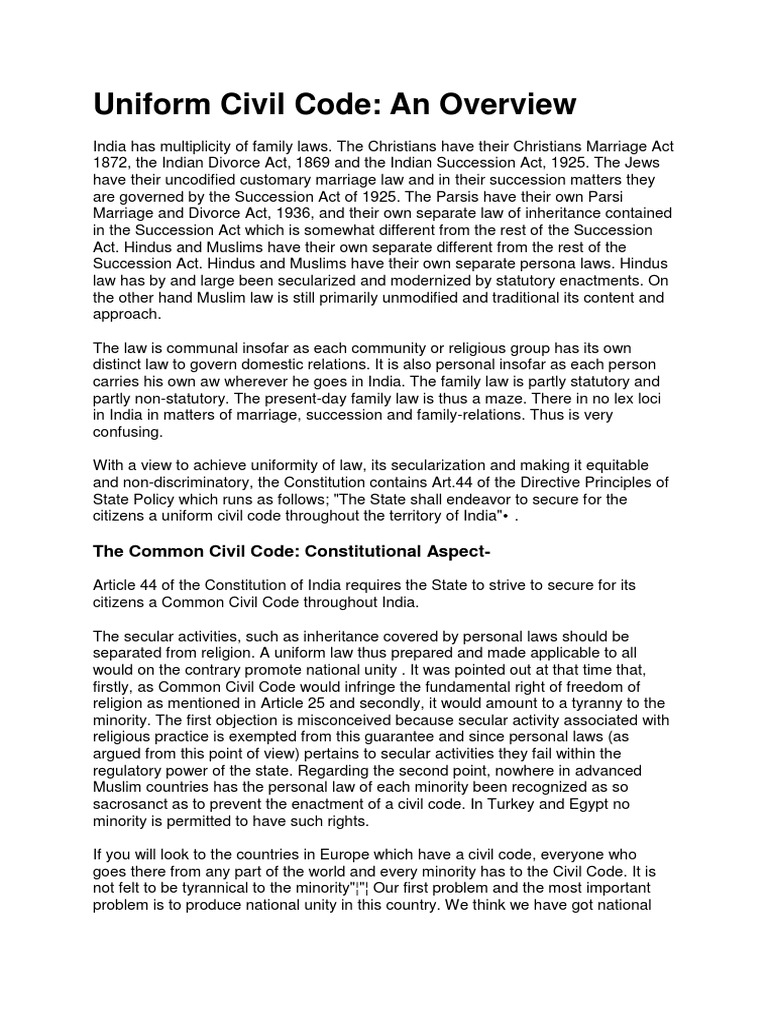 Uniform Civil Code 7 PDF Secularism Separation Of Church And State