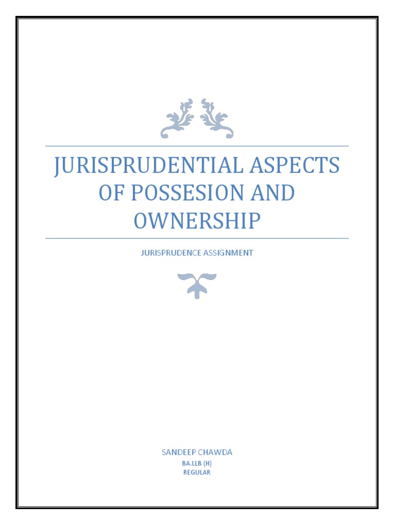Jurisprudence PDF Ownership Possession (Law)