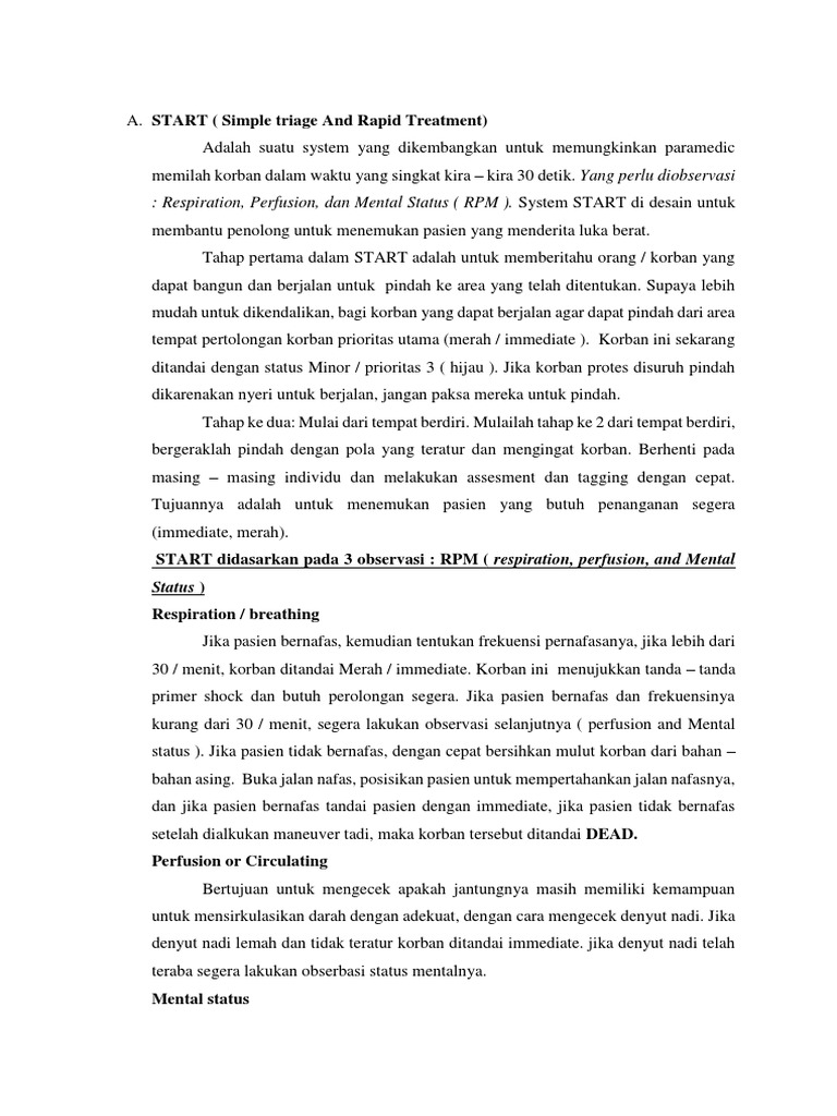 Metode START dalam Triase Korban | PDF | Pengembangan Diri | Kesehatan ...