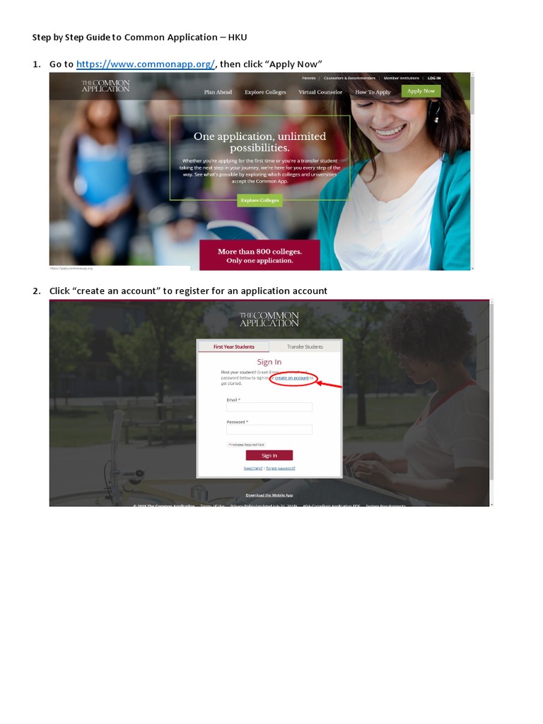 HKU Common Application Step-by-Step Guide | PDF