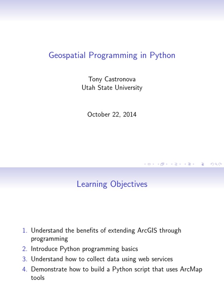 Geospatial Programming | PDF | Arc Gis | Programming Language