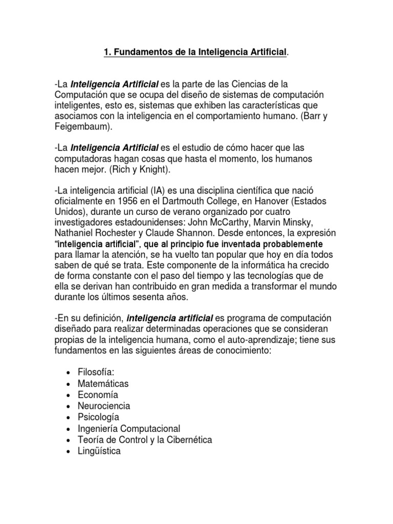 Fundamentos de Inteligencia Artificial | PDF | Inteligencia artificial ...