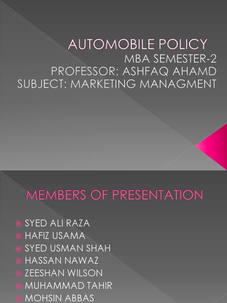 Automobile Policy | PDF | Car | Vehicles