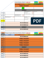 Public Holiday: Testing & Inspection Monitoring Schedule As Month of Date Day