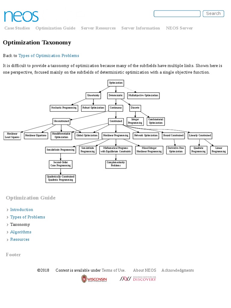 Optimization Taxonomy: Types of Optimization Problems | PDF ...