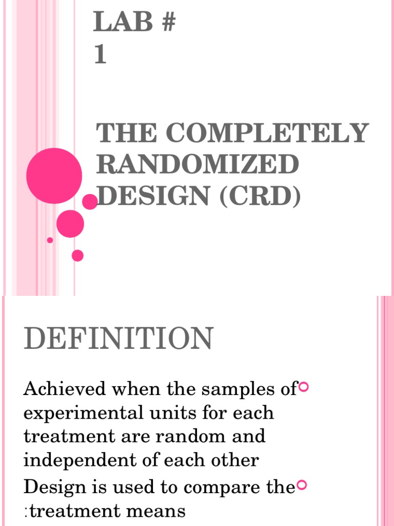 The Completely Randomized Design (CRD) | PDF | Analysis Of Variance | Mean