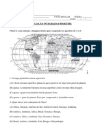 Prova Integrada Ciências História e Geografia