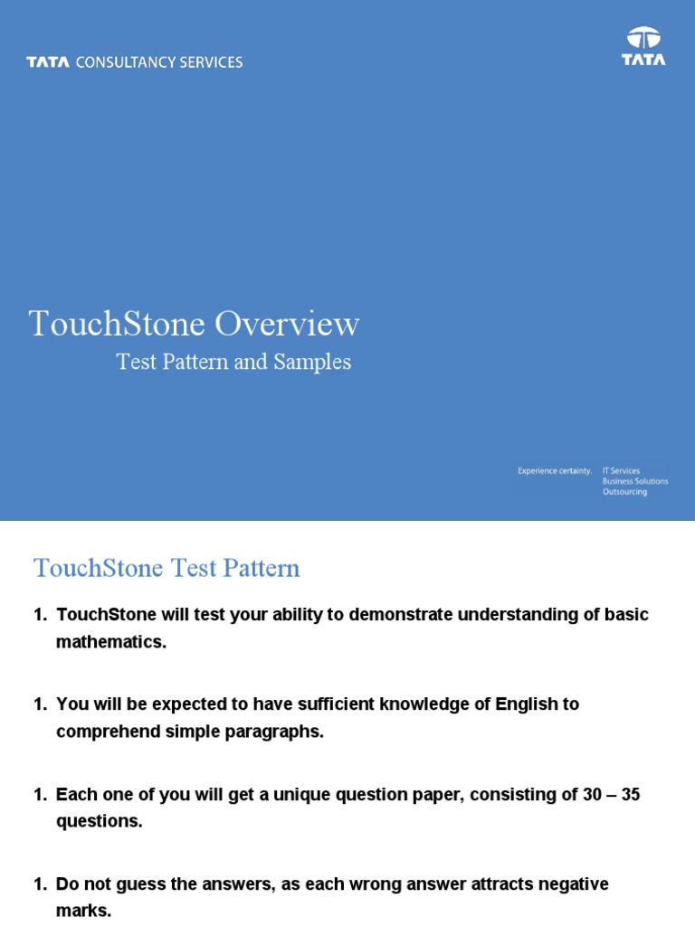 Touchstone Overview Test Pattern and Samples PDF Sphere