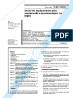 NBR 8400 - Calculo de Equipamento para Levantamento e Movimentacao de Cargas PDF