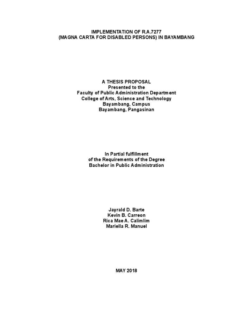 Implementation of RA 7277 in Bayambang | PDF | Visual Impairment ...