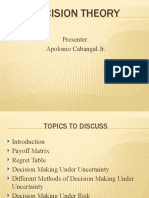 Decision Theory: Presenter: Apolonio Cabangal JR