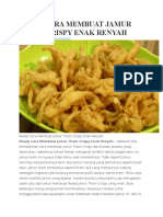 Resep Cara Membuat Jamur Tiram Crispy Enak Renyah