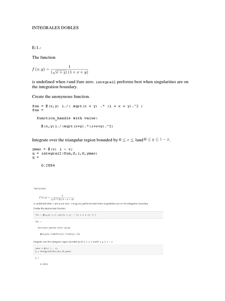 Double Integrals in MATLAB Explained | PDF